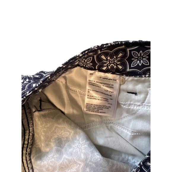 💖CHARTER CLUB Bristol Skinny Ankle navy white print pant front pockets - Picture 6 of 6
